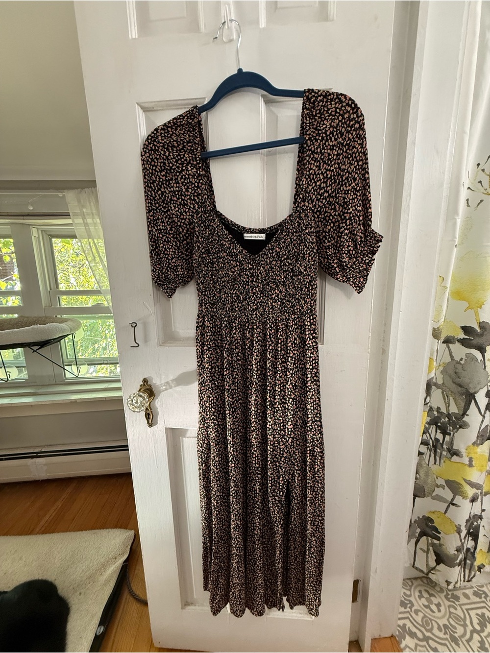 Abercrombie & Fitch Black Midi Dress Floral Print